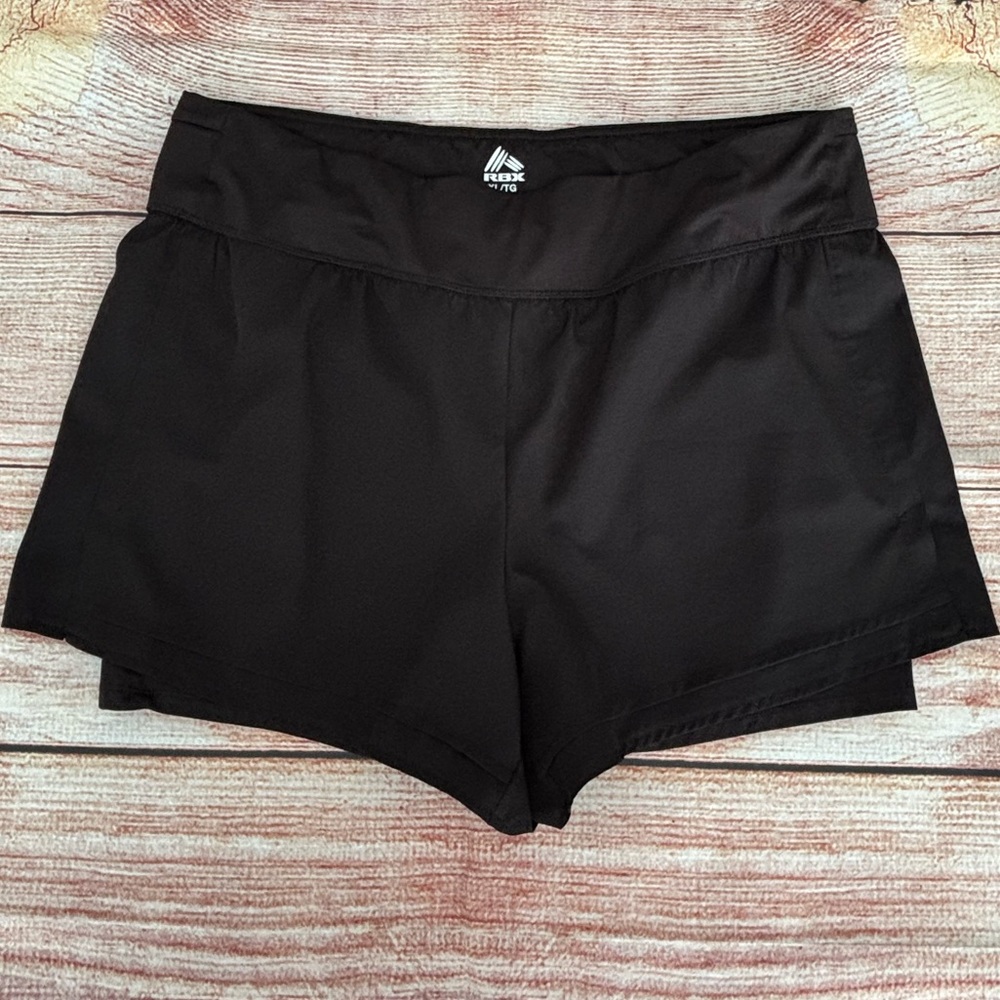 RBX • Sleek Black Athletic Layered Running Shorts - Women’s Size XL